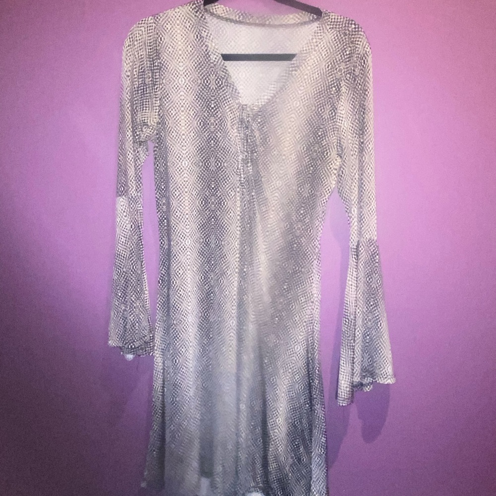 Bell sleeve snakeskin tie-up dress